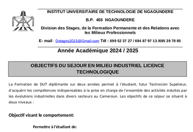 objectif de mise en stage